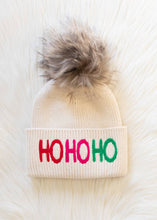 Load image into Gallery viewer, Beige Ho Ho Ho Knit Pom Hat