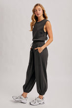 Load image into Gallery viewer, Out and About Drawstring Waist Sleeveless Knit Active Jumpsuit