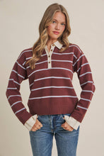 Load image into Gallery viewer, Modern Heritage Stripe Henley Twofer Sweater Top