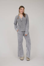 Load image into Gallery viewer, In My Comfy Era Mineral Washed Ribbed Split Neck Long Sleeve Knit Top