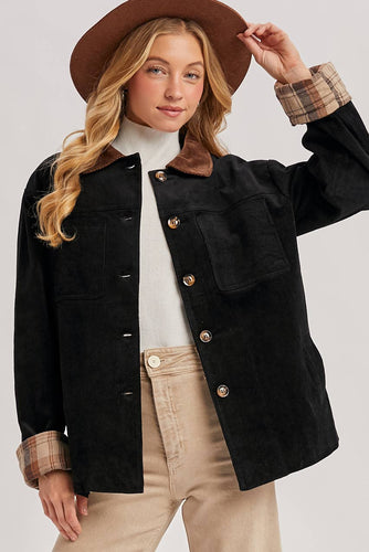 Inner Plaid Corduroy Barn Jacket