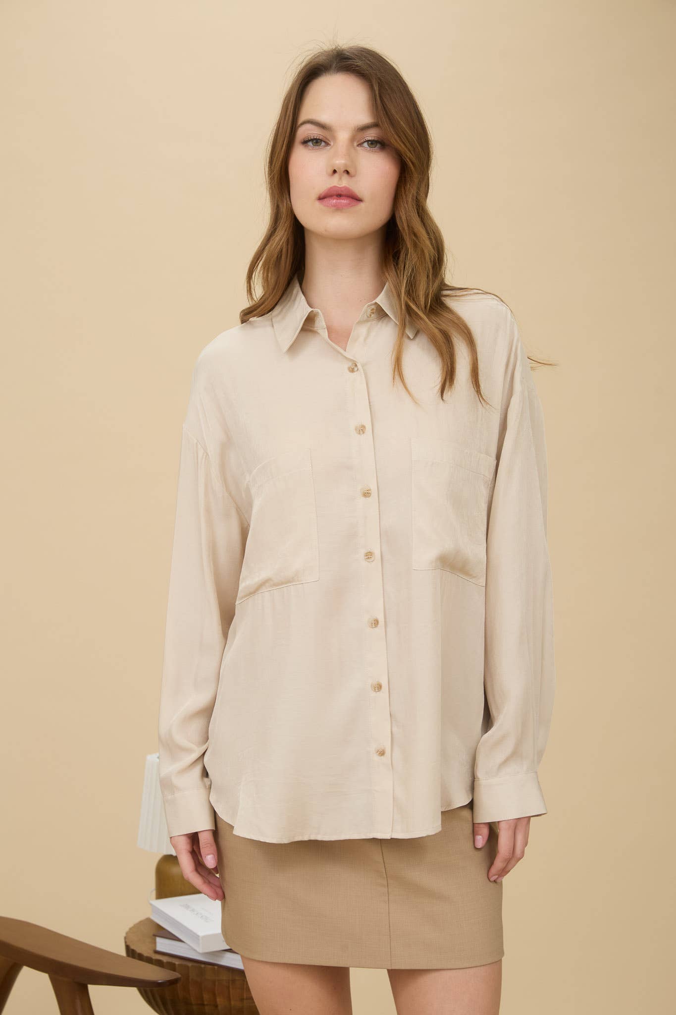 Feeling Bossy Oversized Button Down Long Sleeve Top
