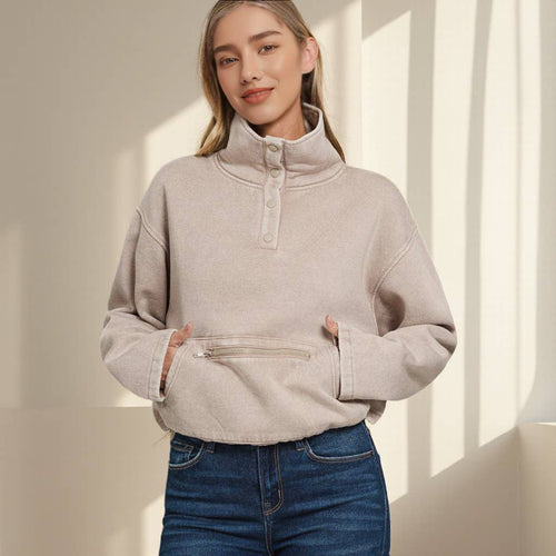 Go the Distance Acid Wash Fleece Pullover