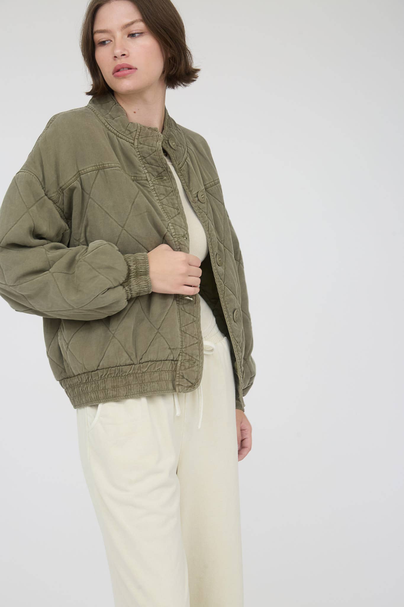 Morning Fog Mineral Washed Quilted Jacket