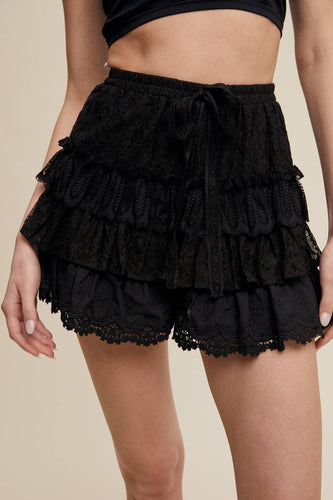 Ruffled Romance Lace Tiered Shorts