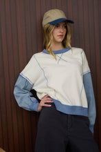 Load image into Gallery viewer, Thinking It Over Mix Media Denim  Sleeve  Knit Top