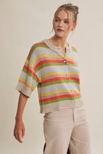 Load image into Gallery viewer, MAPLE STREET MULTI-STRIPE BUTTON-DOWN SWEATER CARDIGAN
