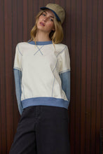 Load image into Gallery viewer, Thinking It Over Mix Media Denim  Sleeve  Knit Top