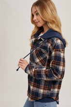 Load image into Gallery viewer, Wrapped in Warmth Button Down Contrast Hooded Plaid Jacket/Shacket