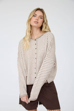 Load image into Gallery viewer, STRIPE RAW EDGE DROP SHOULDER KNIT CARDIGAN