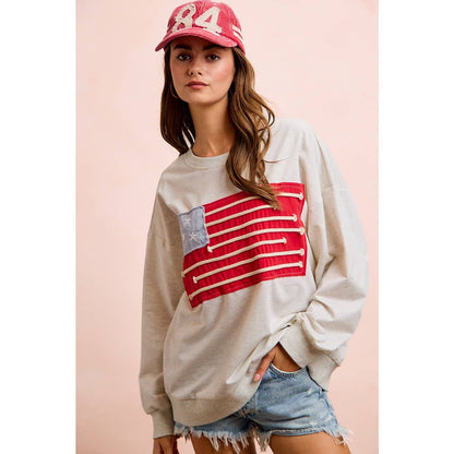 Liberty Lane American Flag Patch Top