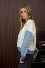 Load image into Gallery viewer, Thinking It Over Mix Media Denim  Sleeve  Knit Top