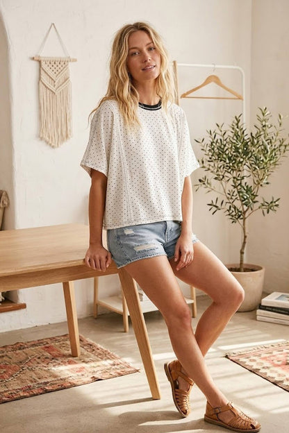 The Go-To Knit Polka Dot Oversized Top