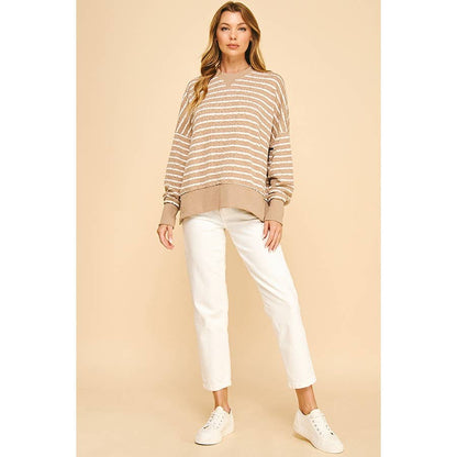 Between the Lines Textured Striped Pullover Top