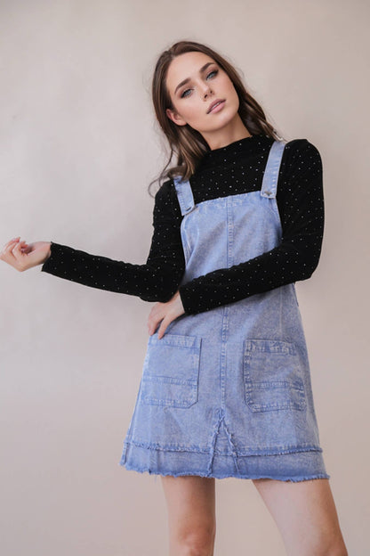 All Washed Up Denim Overall Mini Dress