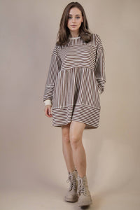 Cider Season Oversized Striped Casual Knit Mini Dress