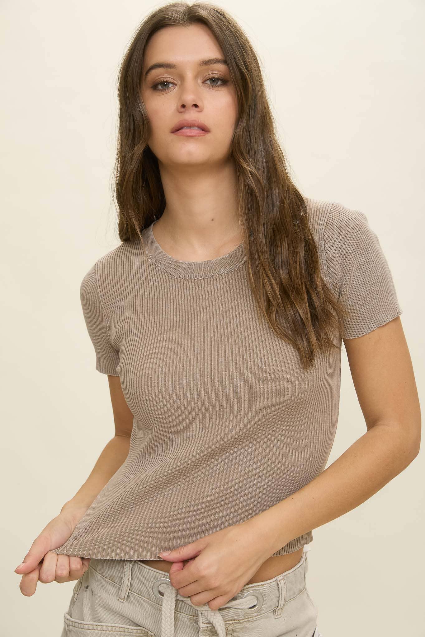 Everyday Essentials Ribbed Cropped Tee
