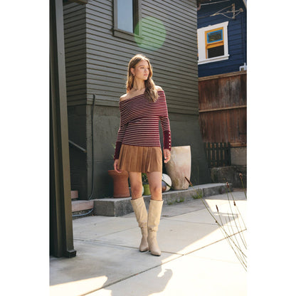 Rodeo Romance Vegan Suede Pleated Mini Skirt