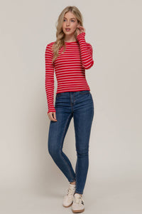 Stripes & Vibes Long Sleeve Striped Knit Top