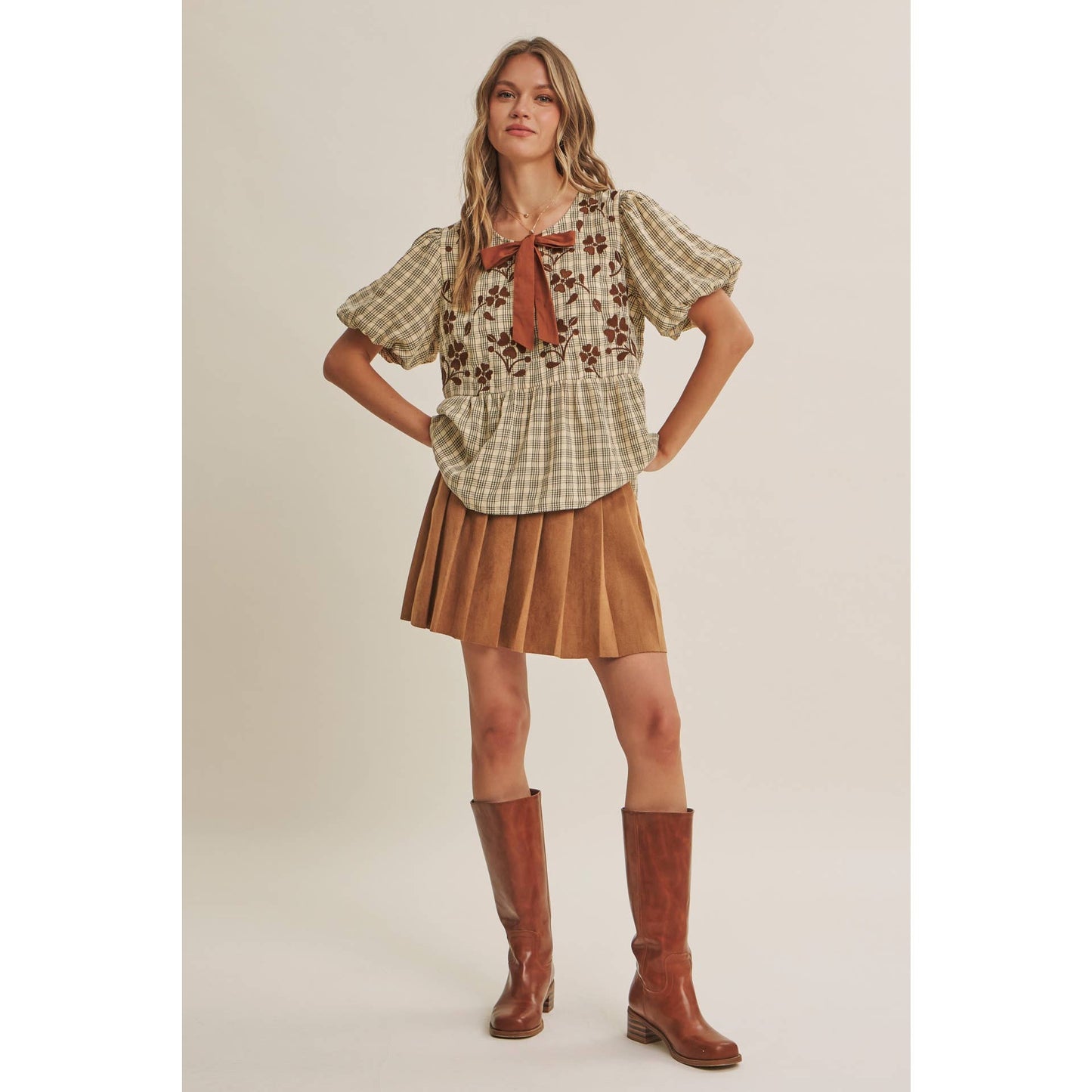 Rodeo Romance Vegan Suede Pleated Mini Skirt