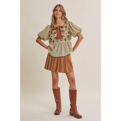 Rodeo Romance Vegan Suede Pleated Mini Skirt