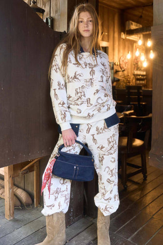 WESTERN PRINT ELASTIC WAIST JOGGERS