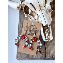 Load image into Gallery viewer, Glass Stone Squash Blossom Western Earrings