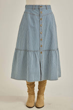 Load image into Gallery viewer, Denim Pin Stripe Midi Skirt
