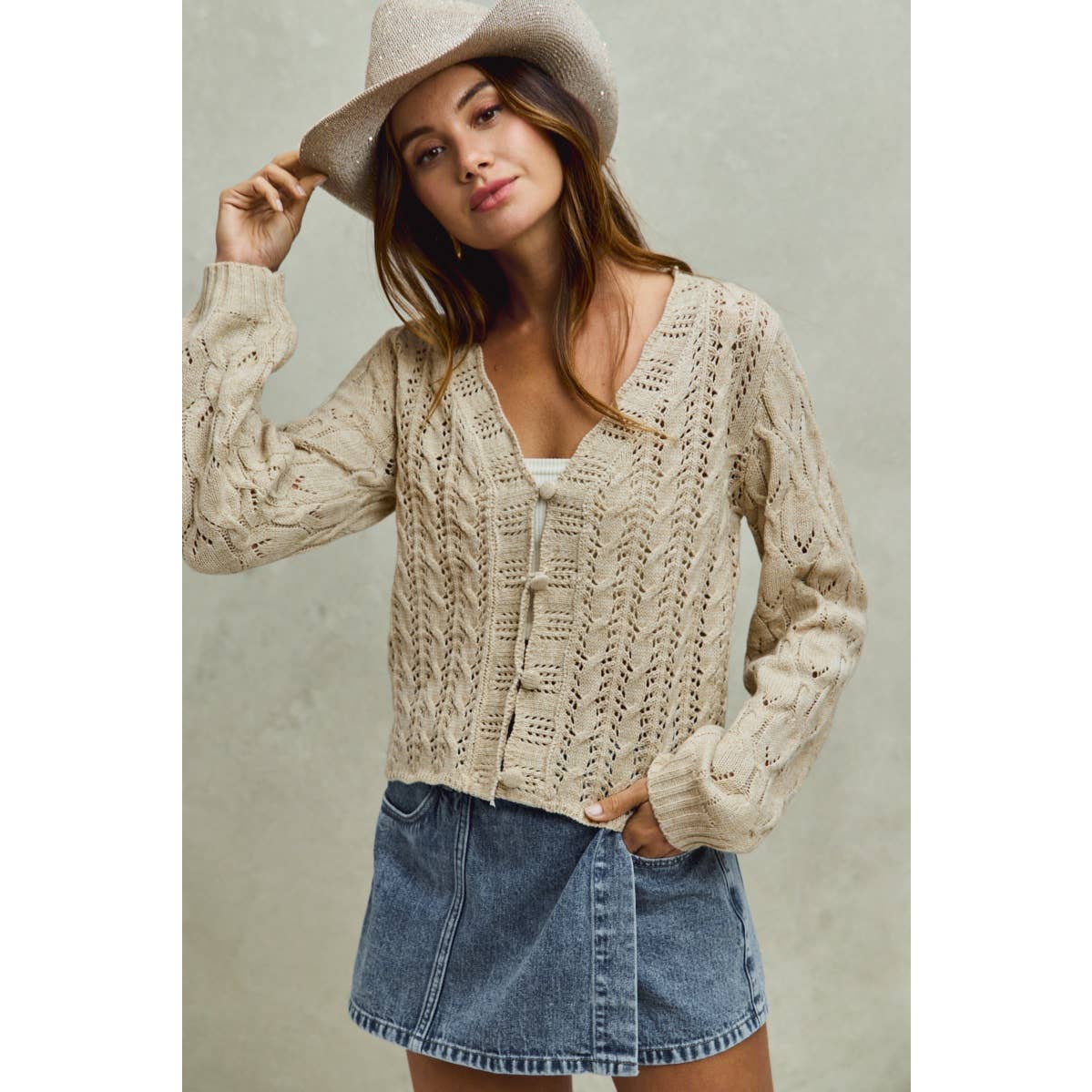 SWEATER WEAVING CARDIGAN TOP