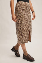 Load image into Gallery viewer, Wild Side Leopard Print Satin Midi Skirt
