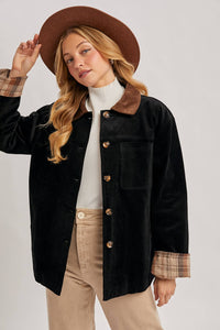 Inner Plaid Corduroy Barn Jacket