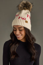 Load image into Gallery viewer, Beige &amp; Red Ho Ho Ho Pom Hat