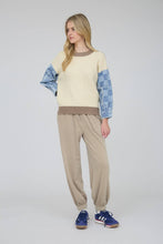 Load image into Gallery viewer, Mix &amp; Match Checkered Denim Sleeve Knit Sweater