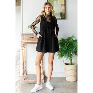 Midnight Smokeshow Sleeveless V Neck Pleated Romper