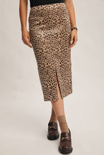 Load image into Gallery viewer, Wild Side Leopard Print Satin Midi Skirt