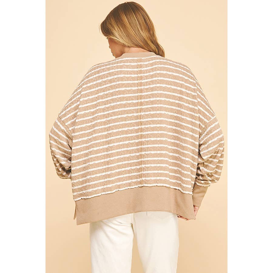 Between the Lines Textured Striped Pullover Top