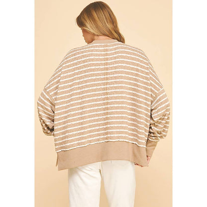 Between the Lines Textured Striped Pullover Top