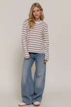Load image into Gallery viewer, Long Sleeve Round Neck Neck Y/D Stripe Tee