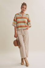 Load image into Gallery viewer, MAPLE STREET MULTI-STRIPE BUTTON-DOWN SWEATER CARDIGAN