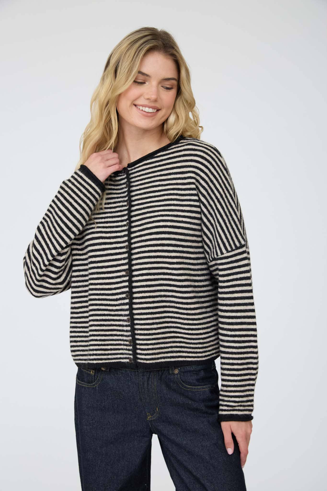 Soft Seasons Striped Cardigan