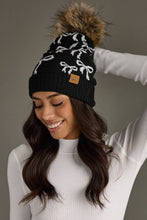Load image into Gallery viewer, Black &amp; White Bow Pom Hat