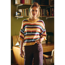 Load image into Gallery viewer, MAPLE STREET MULTI-STRIPE BUTTON-DOWN SWEATER CARDIGAN