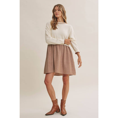 GOLDEN FIELDS LAYERED CONTRAST TWOFER STRIPE MINI DRESS