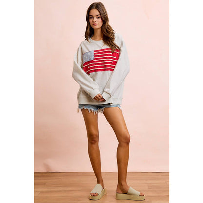 Liberty Lane American Flag Patch Top