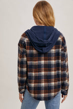 Load image into Gallery viewer, Wrapped in Warmth Button Down Contrast Hooded Plaid Jacket/Shacket