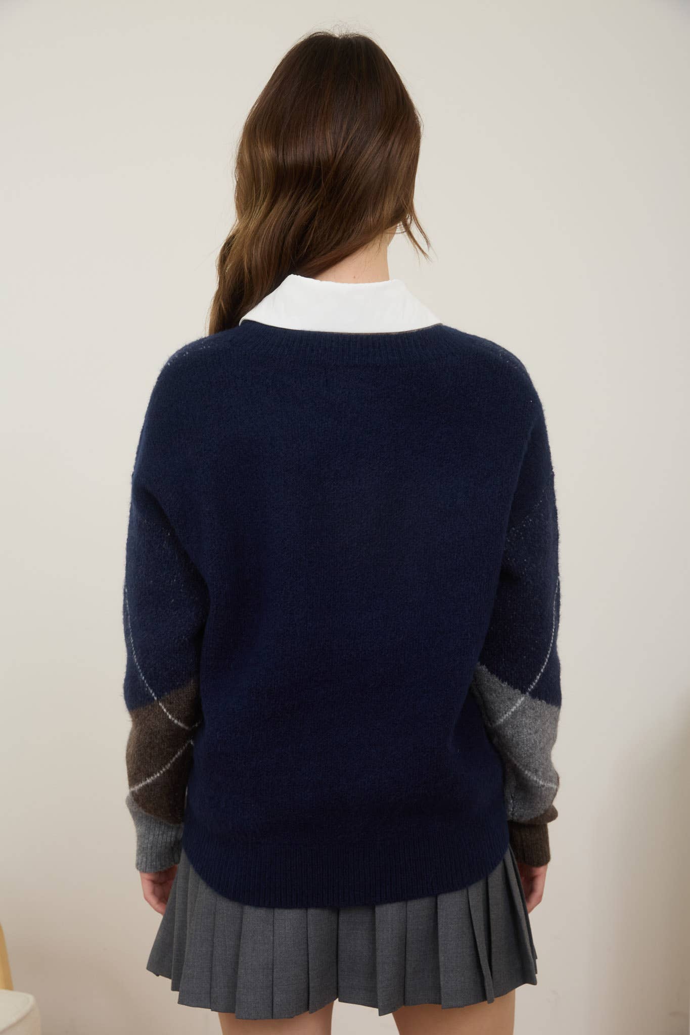 Campus Visits Argyle V Neck  Pullover Sweater