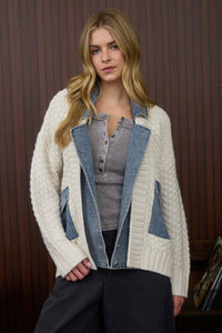 Trace of Denim Cable Knit Jacket