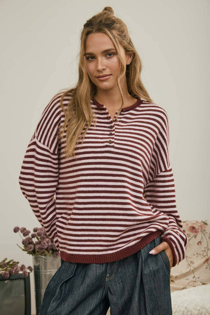 Just My Type Henley Sweater