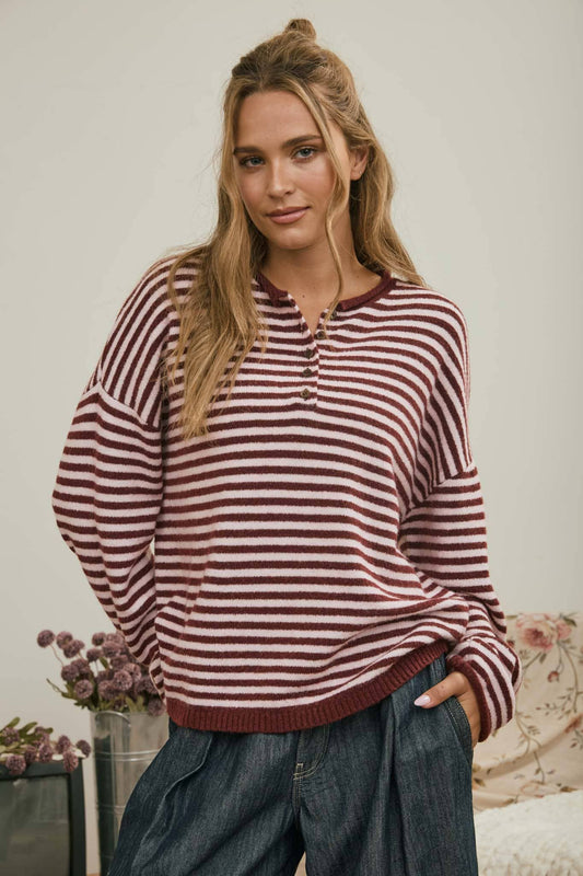 Just My Type Henley Sweater