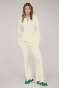 In My Comfy Era Mineral Washed Ribbed Split Neck Long Sleeve Knit Top